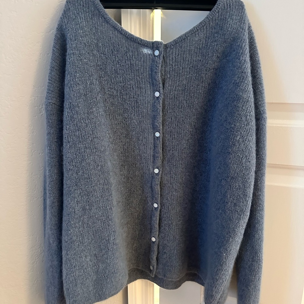 Sezane Soft Vintage Blue Button-Down Gaspard Mohair Cardigan XS - Picture 2 of 3